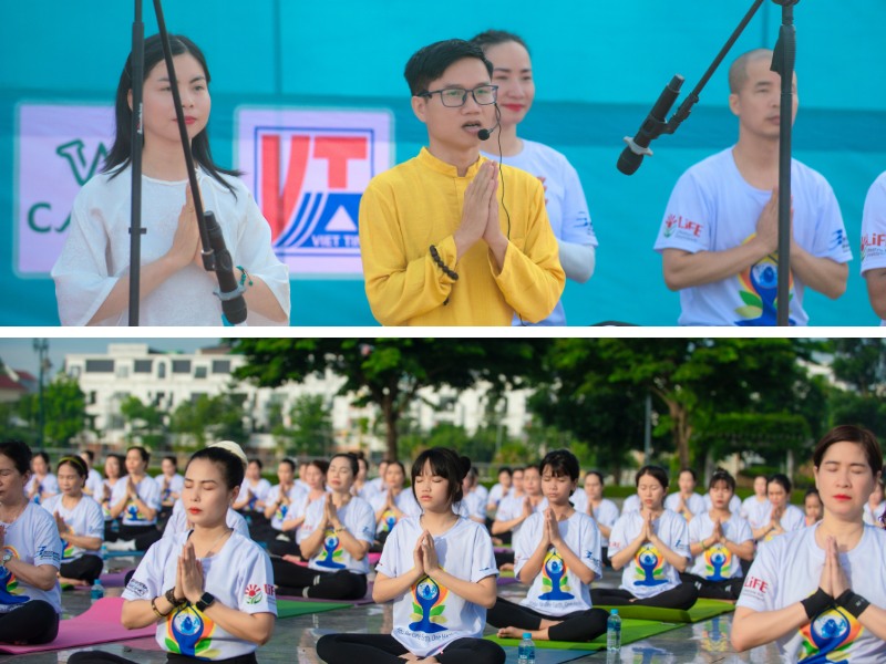 Hơn 1000 người yêu yoga thực hành yoga theo lời dẫn thiền của thầy Đặng Hùng